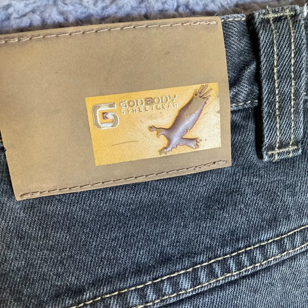 VTG Godbody Streetgear Baggy Jorts Cargo Mens 40 4040 Hip Hop Black Denim 40X13